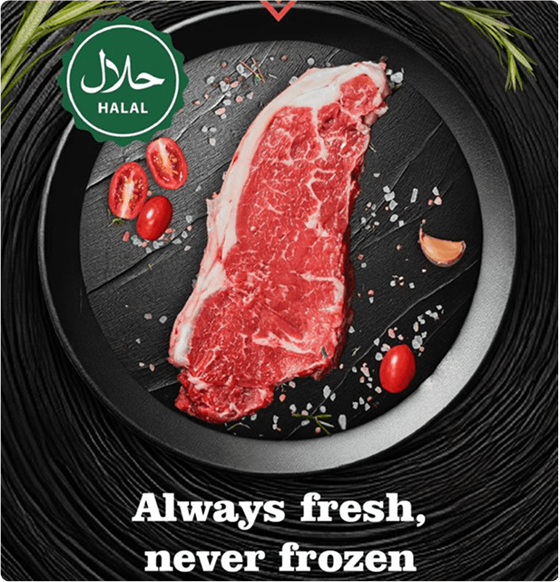 Fresh Halal Meat on a plate